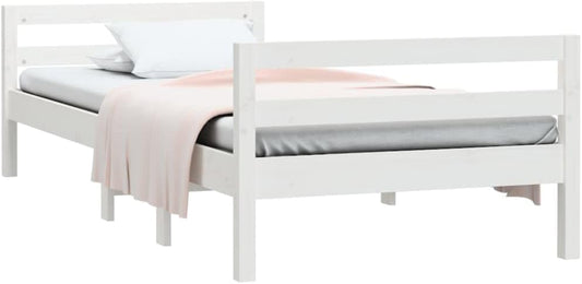 vidaXL Bedframe massief grenenhout wit 80x200 cm, eenpersoonsbed, ledikant, houten bedframe, bed, bedomranding, platformbed, bedbodem, pallet bed