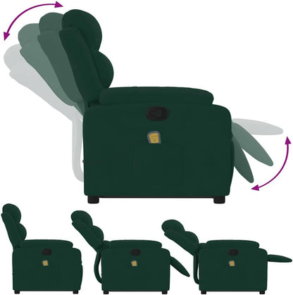 Relaxstoel – Opstahulp Stoel – Tv-Stoel – Ligstoel – Fauteuil – Elektrische Opstahulp – Donkergroen Fluweel