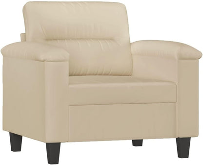 Fauteuil met kruk crème 60 cm microvezelweefsel gestoffeerde stoel relaxstoel met dik gevoerde zitting en robuust frame voor woonkamer en ontspanning
