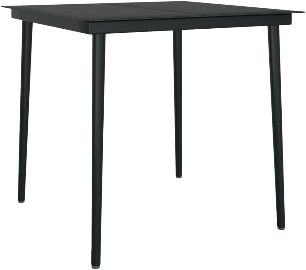 5-delige tuin-eetgroep, zwart, loungeset terrasmeubels voor tuin, terras, balkon, maat 80 cm, tafellengte 99620 - QUORE