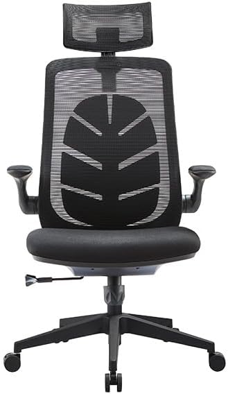 Subsonic - Ergonomische kantoorstoel I-Care Leaf : Gaming kantoorstoel met ademende vezels, lendensteun, verstelbare hoogte, rugleuning en hoofdsteun, neerklapbare armleuningen, schommelend - Zwart