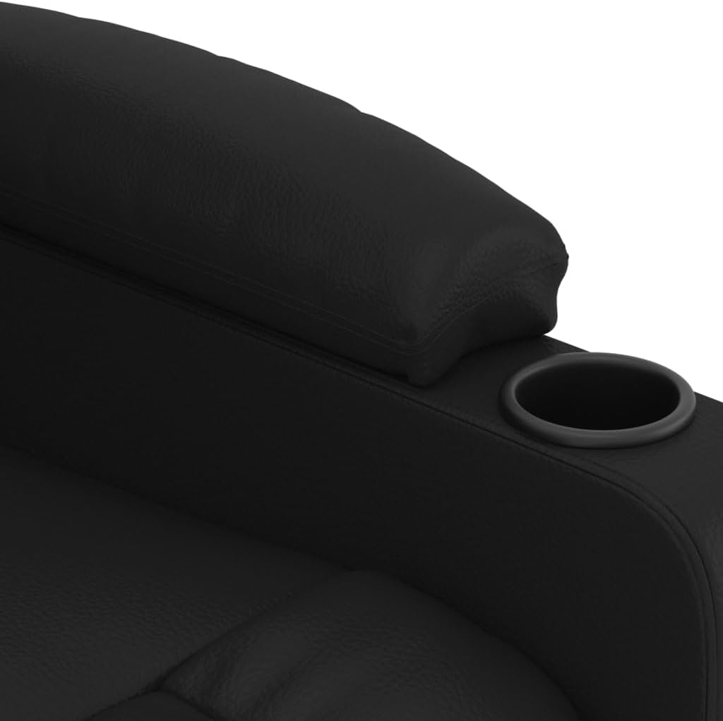 Relaxstoel – Elektrische Relaxstoel – Tv-Stoel – Ligstoel – Verstelbare Stoel – Zwart Kunstleer – 3 Ligposities Met Afstandsbediening – Stevig Hout-Metaal Frame