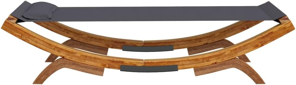 Sun Bath, Outdoor Lounger, 100 x 188 x 44 cm, Wood, Curved Anthracite, Sun Lounger, Outdoor Sun Lounger, Beach Chair, Relaxation for Garden, Patio, Balcony, Camping - QUORE