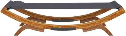 Sun Bath, Outdoor Lounger, 100 x 188 x 44 cm, Wood, Curved Anthracite, Sun Lounger, Outdoor Sun Lounger, Beach Chair, Relaxation for Garden, Patio, Balcony, Camping - QUORE