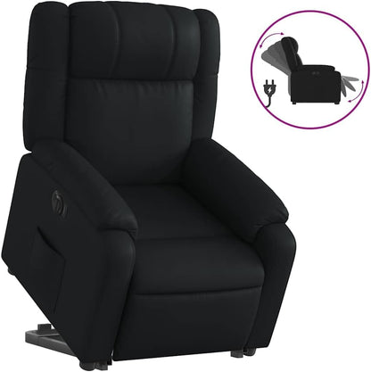 Relaxstoel met opstahulp – Elektrische Relaxfauteuil – Tv-stoel – Ligstoel – Relaxfauteuil – Elektrisch Kantelsysteem – Zwart Kunstleer – Maximaal Comfort