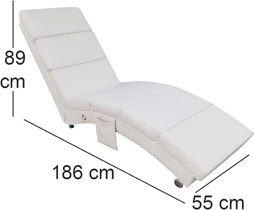 Lounge Relaxstoel – Fauteuil – Leunstoel – Zitstoel – Relaxfauteuil – Kunstleer Wit – Ergonomische Hoge Rugleuning – Dikke Comfortabele Bekleding 6 cm