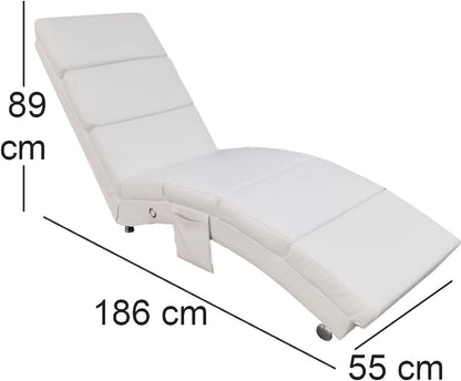 Lounge Relaxstoel – Fauteuil – Leunstoel – Zitstoel – Relaxfauteuil – Kunstleer Wit – Ergonomische Hoge Rugleuning – Dikke Comfortabele Bekleding 6 cm