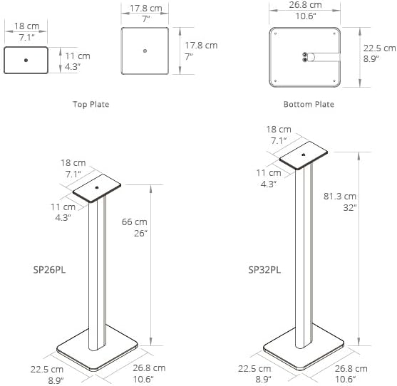 Kanto SP32PL 32 Inch Bookshelf Speaker Stands - 2 Pack - Steel Frames (Black)