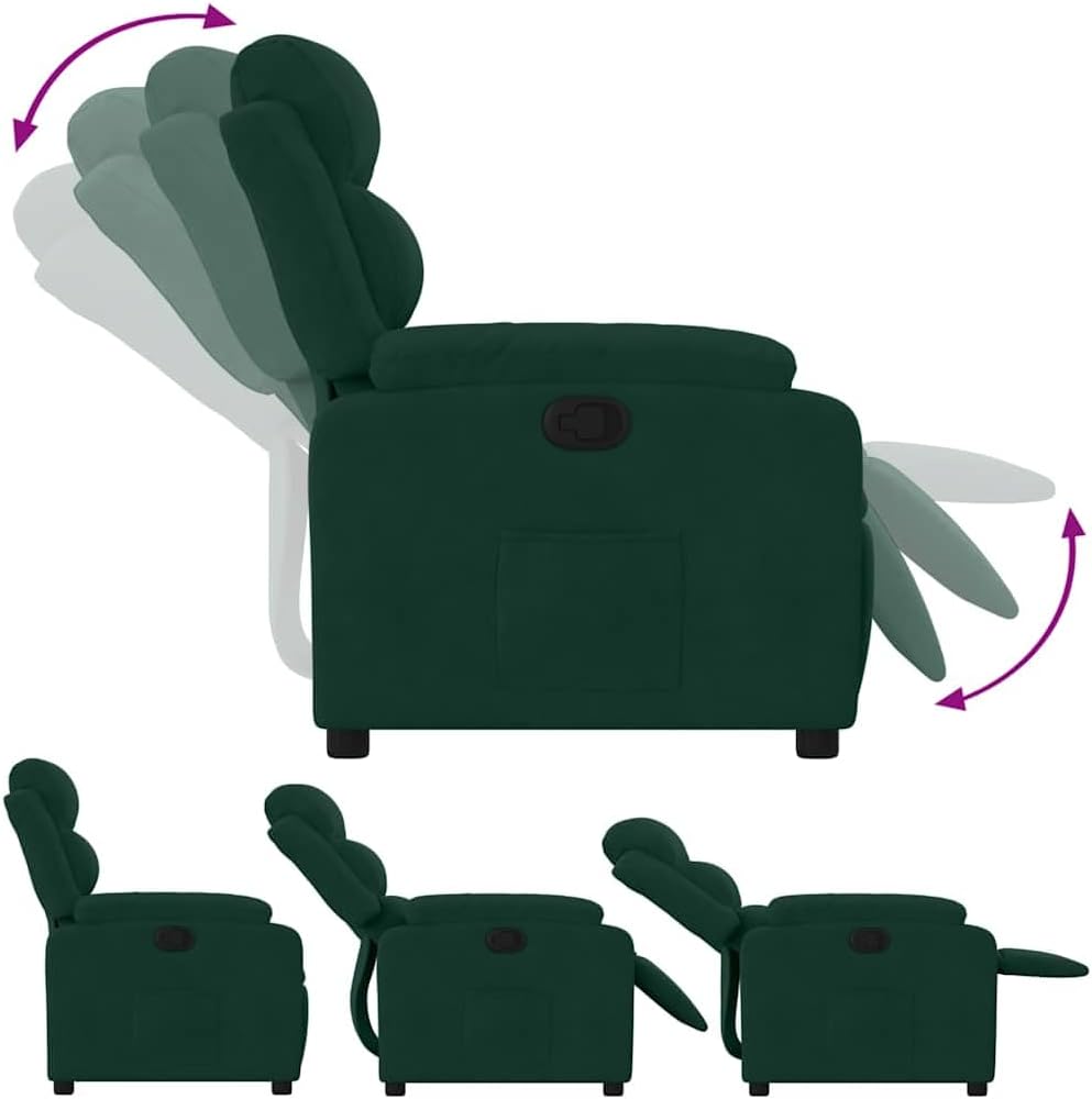 vidaXL Fauteuil verstelbaar fluweel donkergroen, leunstoel, relaxstoel, armstoel, relaxfauteuil, luie stoel, tv stoel, standenstoel, fauteuil stoel