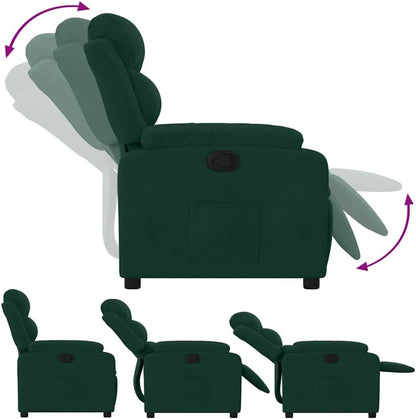 vidaXL Fauteuil verstelbaar fluweel donkergroen, leunstoel, relaxstoel, armstoel, relaxfauteuil, luie stoel, tv stoel, standenstoel, fauteuil stoel