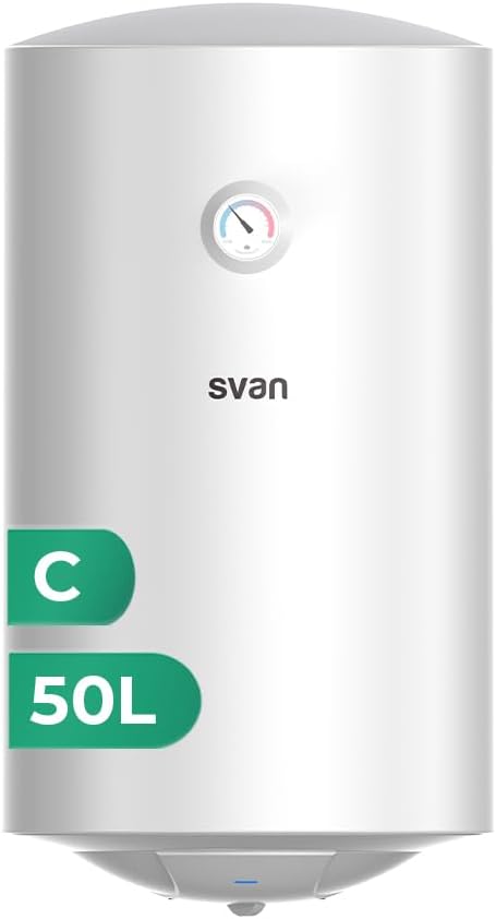 Svan ST5001S Elektrische doorstroomboiler, verticaal, 50 liter, verticale installatie, 1500 W, inclusief montageset, weerstand van roestvrij staal, wit, energie-efficiëntieklasse C