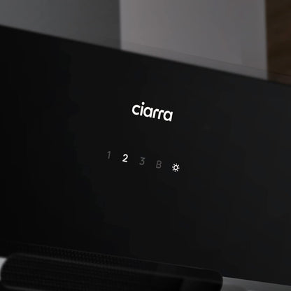 CIARRA CBCB6736F A+++ Afzuigkap 60 cm wandafzuigkap 650m³/h, 3 standen en boostfunctie. Wi-Fi app of touch. afvoer- en recirculatie afzuigkap met koolstoffilter CBCF003. Zwart