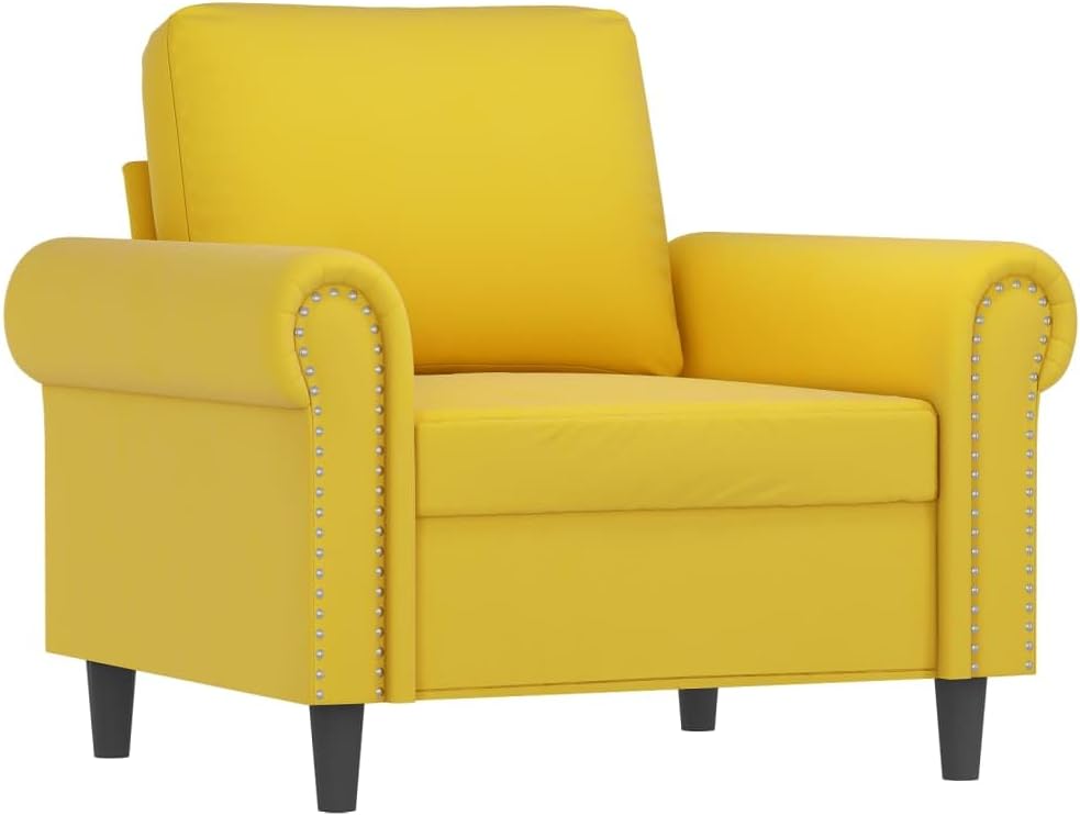 Fauteuil met kruk geel 60 cm fluwelen gestoffeerde stoel relaxstoel comfortabel ontspannen robuust frame duurzaam velours
