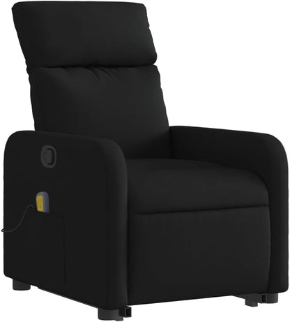 Massagestoel – Relaxfauteuil – Sta-Op Stoel – Elektrische Opstahelp – Massagefauteuil – Handmatig Verstelbaar – 6-Punts Vibratiemassage – Zwart Polyester