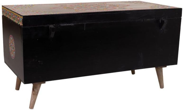 Baul De Madera Pintado Artesanal Negro_ AlexandreHouse