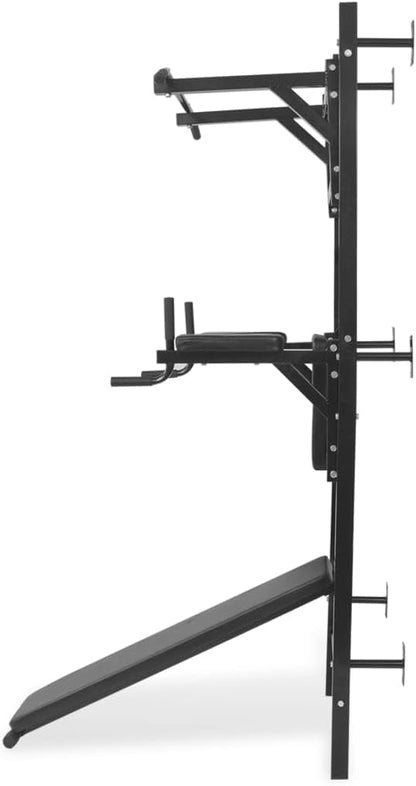 vidaXL Fitness Device Wall-Mounted Black Fitness Device Gym Sports - QUORE