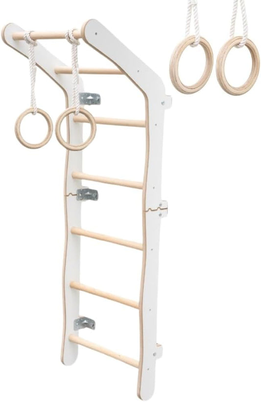 MAMOI® Klimrek voor binnen, voor kinderkamer, turnringen voor kinderen, klimwand en speeltoestellen, turntoestellen met optrekstang voor binnen, sporttoestellen vanaf 3 jaar