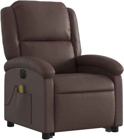 Massagestoel – Relaxfauteuil – Tv-Stoel – Elektrische Relaxstoel – Elektrische Massagestoel – Opsta-Ondersteuning – 6-Punts Vibratiemassage – Kunstleren Bekleding Bruin