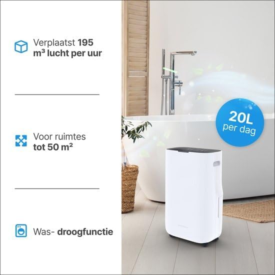 Luchtontvochtiger – Luchtreiniger – Vochtvreter – Ontvochtiger – Air Purifier – 20L per Dag – HEPA 13 Filter en Ionisator