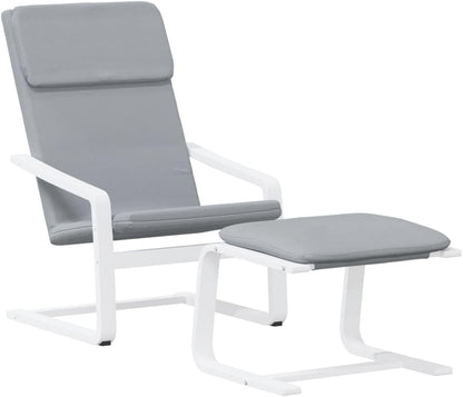Relaxstoel – Kruk – Stofstoel – Cocktailstoel – Televisiestoel – Lichtgrijs – Massief Berkenhout Frame – Afneembare Wasbare Hoezen
