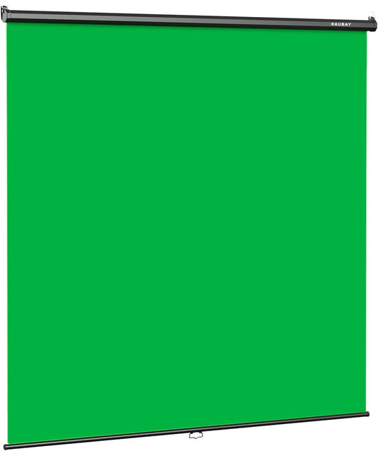 RAUBAY Intrekbaar groen scherm naar beneden - 78 "x 86" inklapbare wandmontage achtergrond voor professionele videoproductie, Chroma Key Achtergrond voor YouTube, TikTok, Streaming, Videovergaderen