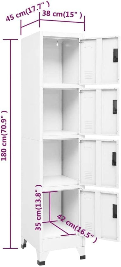 vidaXL Locker cabinet 38x45x180cm steel white, storage cabinet, storage cabinet, garage storage cabinet, locker, locker, locker wardrobe, locker cupboard black - QUORE