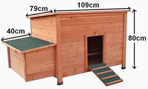 Melko Chicken coop 149 x 80 x 79 cm, chicken coop with folding roof and 2 nesting places for small animals made of wood - QUORE