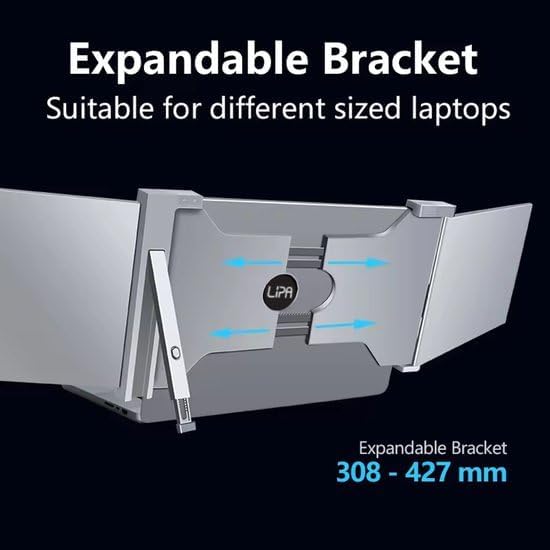 Lipa HDR-75 Triple Portable monitor Full HD - Extra monitor laptop - Tri-screen- Triple monitor - 1 Cable model also for Macbooks and Windows - Plug & Play - For screens between 14 and 17.3 inch - QUORE