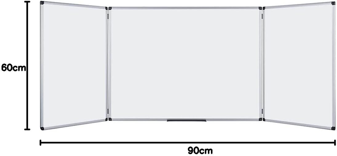 Bi-Office Maya Trio Whiteboards, Magnetisch Oppervlak van Gelakt Staal, Aluminium Omlijsting, Formaat Open 180x60 cm, Geloten 90x60 cm