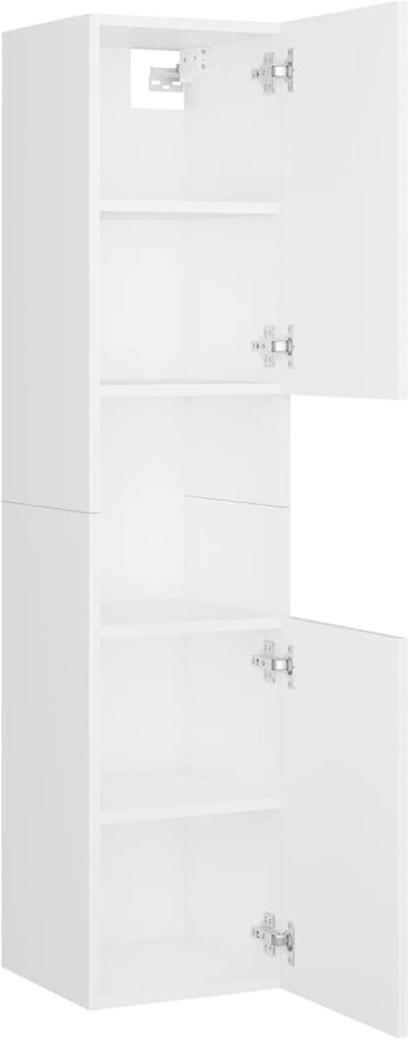 Gecheer Bathroom Furniture Set 4 Piece Storage Bathroom Cabinet Laundry Room Cabinet Rack Furniture Set White Chipboard Bathroom Furniture Sets - QUORE