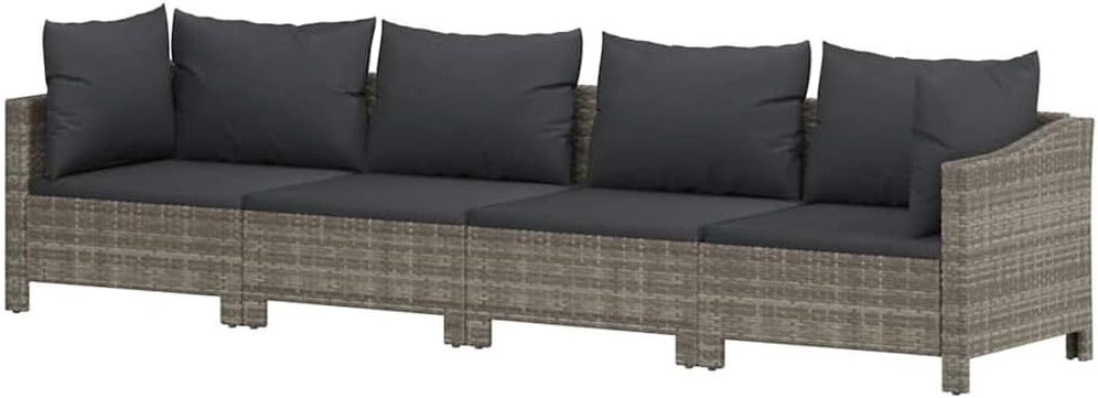 vidaXL 4-piece Lounge set with cushions poly rattan grey - QUORE