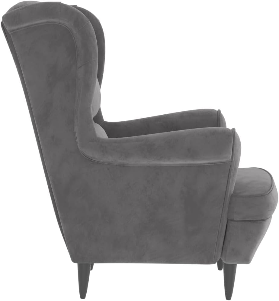 Fluwelen Fauteuil, Woonkamerfauteuil, Fluwelen Relaxfauteuil met Hoge Rugleuning, Loungestoel, Gestoffeerde Fauteuil voor Woonkamer, Slaapkamer, Studeerkamer, Logeerkamer (Lichtgrijs #10)