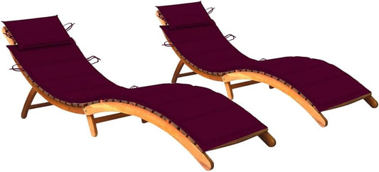 vidaXL Sunbeds 2 pcs with cushions solid acacia wood - QUORE