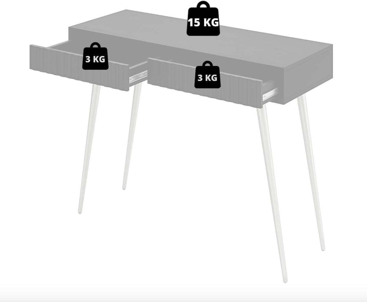 Selsey Make-uptafel make-uptafel kaptafel cosmeticatafel 104 cm met 2 laden Bello wit gouden poten