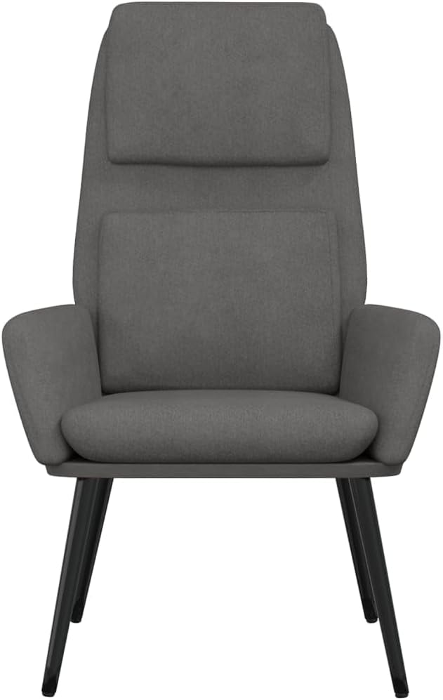 Relaxstoel – Fauteuil – Zitzak – Lounge Stoel – Woonkamerstoel – Lichtgrijs Polyesterweefsel – Metalen Frame – Gevoerde Armleuningen – Breed Zitvlak 50 cm