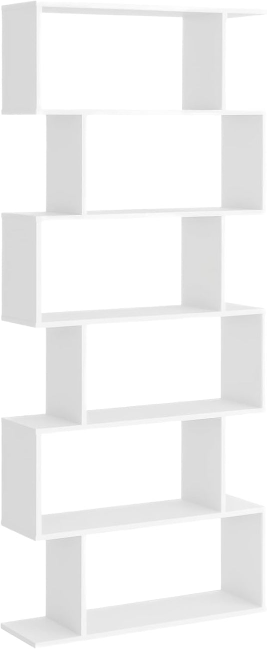 HOMCOM bookshelf wall shelf partition with 6 compartments freestanding shelf filing shelf white 80 l x 23 w x 192 h cm - QUORE
