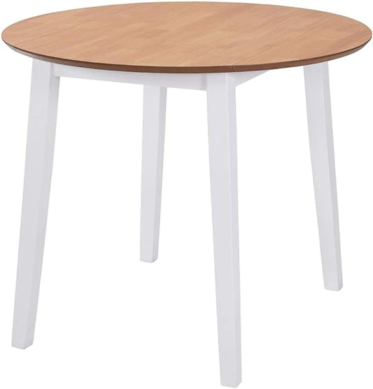 Eettafel – Keukentafel – Ronde Tafel – Dinetafel – Klaptafel – Wit MDF Tafelblad – Opvouwbare Zijkanten – 90 cm Diameter