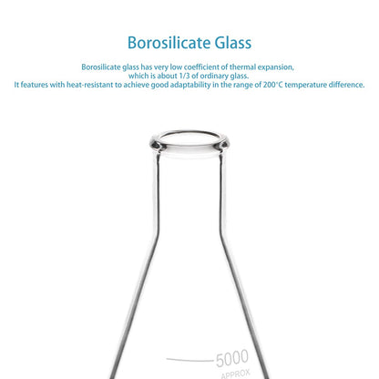 stonylab (1 Stuk) 5000 ml Erlenmeyer Glazen Kolven met Smalle Mond en Stevige Rand, 5 L (5 Liter)