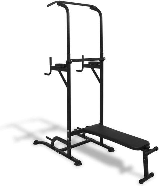 Fitnessbank – Halterbank – Trainingsbank – Sit-Up Bank – Power Tower – Verstelbaar Tot 235 cm – Max Belastbaar Gewicht 150 kg