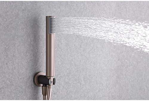 Thermostatische Inbouw Douche Set – Inbouwdouche – Douchekraan – Handdouche – Badkraan – Mat Grijs & Champagne – 2-Weg Balanskraan – Strak Design