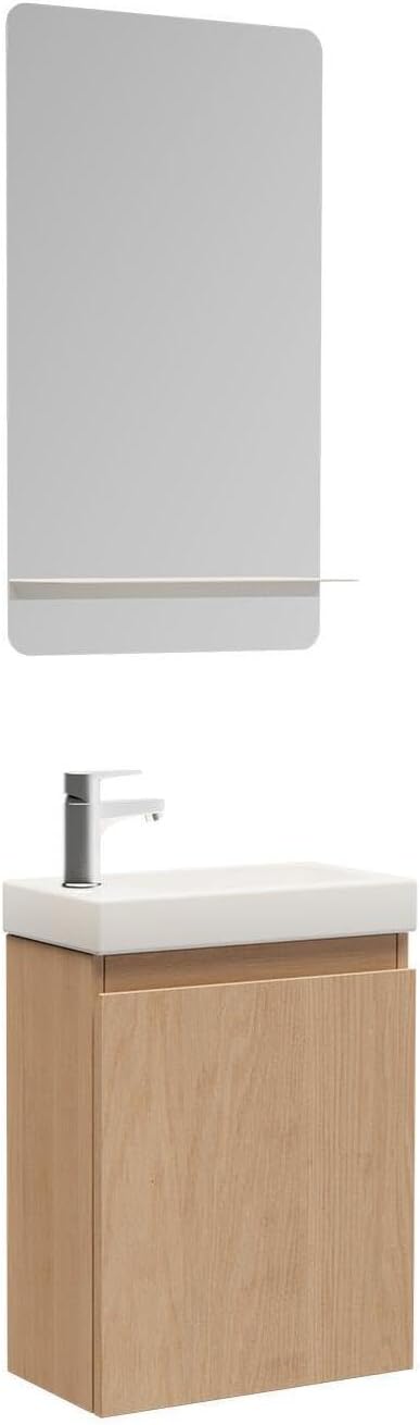 Lisa Bathroom Sink with Mirror, White - QUORE