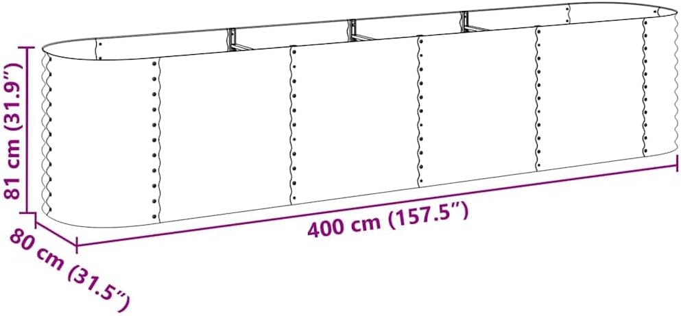 vidaXL Planter 400x80x81cm Galvanized Steel Silver Garden Container Flower Box - QUORE