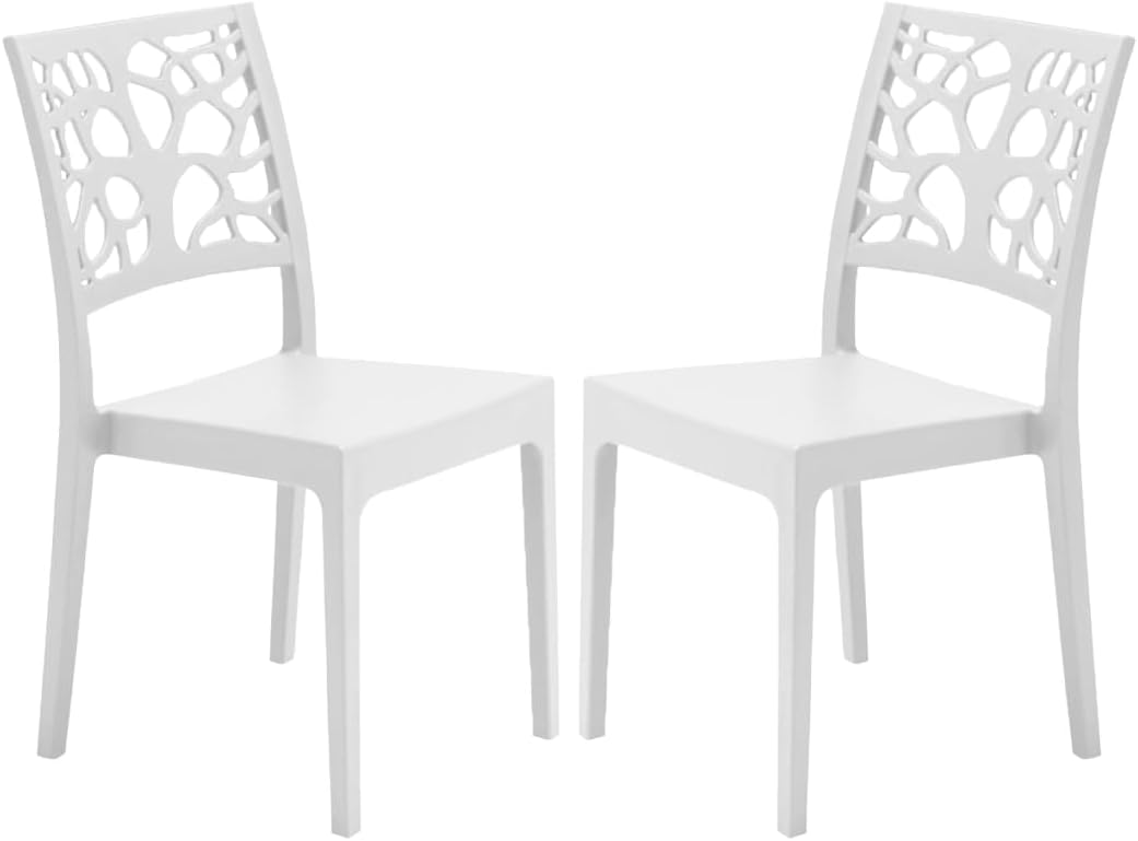 GARDENIA Teti stoelen, polypropyleen, wit, 2 stuks