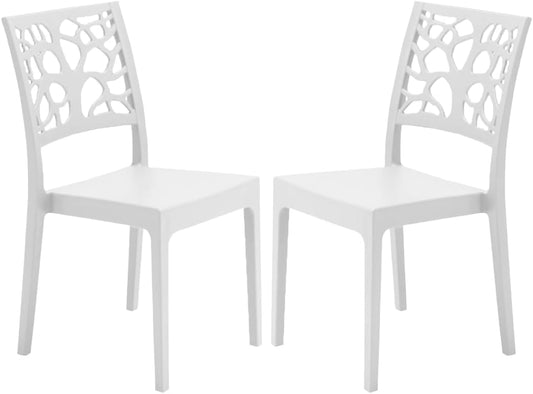 GARDENIA Teti stoelen, polypropyleen, wit, 2 stuks