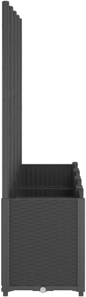 Planter with Trine Grate, Black, 160 x 40 x 140 cm, PP Plant Bed, Raised Planter for Vegetables, Flowers and Succulents, Garden Bed, Planter for Garden, Patio - QUORE