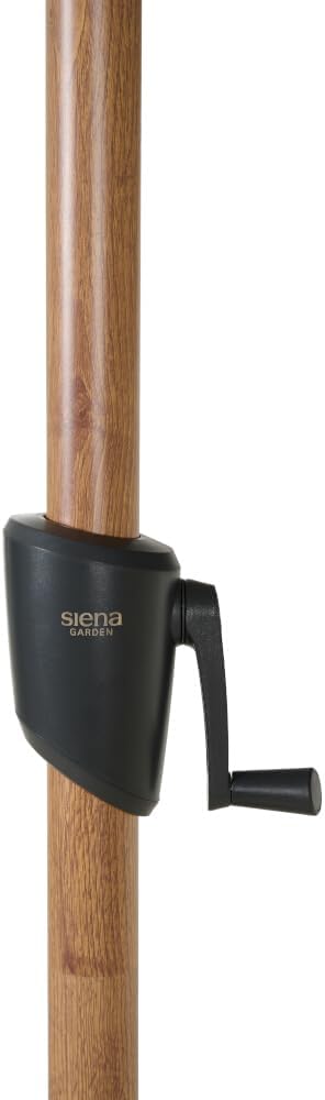 Siena Garden Vero middenstokscherm houtlook Ø 300 cm frame aluminium houtlook, bekleding 100% polyester, 280 g/m² in taupe-gemêleerd, UPF 50+