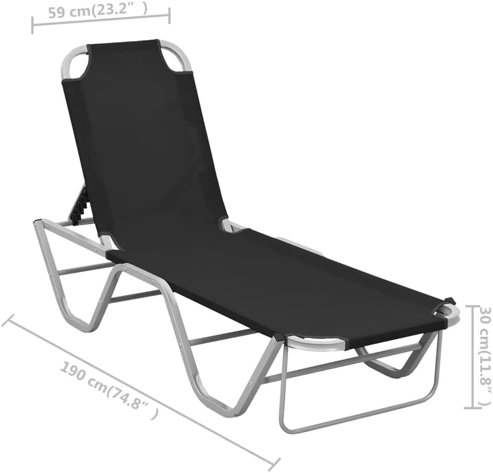 vidaXL Sunbed aluminum and textilene black - QUORE