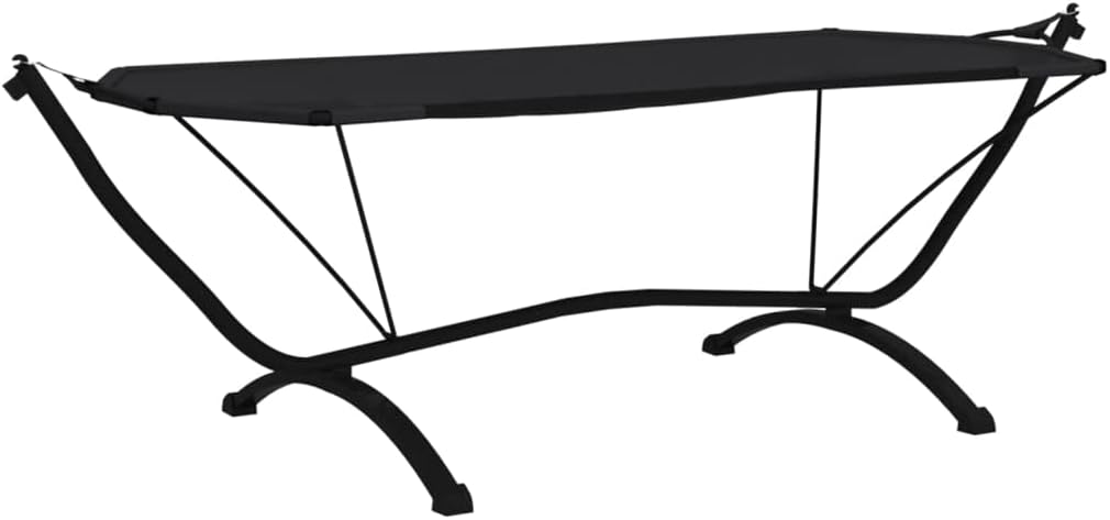 Sunbath, Outdoor Sun Lounger with Sun Canopy, Black, Steel and Oxford Fabric, Outdoor Sun Lounger, Beach Lounger, Relax Chair for Garden, Patio, Balcony, Camping - QUORE