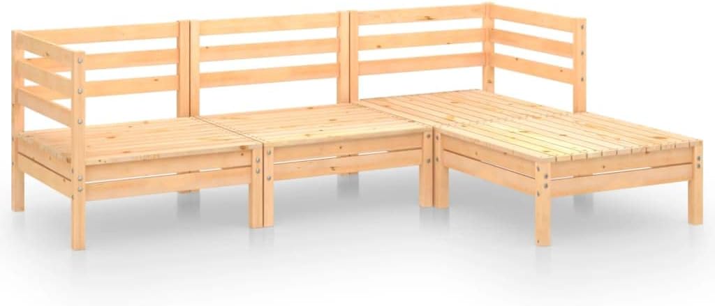 Lounge tuinmeubelen set balkon meubels set tuinlounge set 4-dlg. Tuin Loungeset massief grenen - QUORE