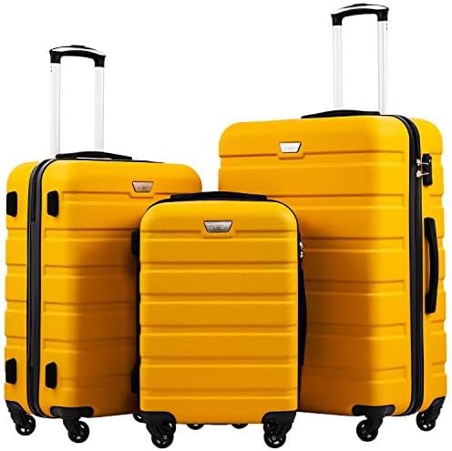 COOLIFE Reiskoffer hardshell koffer Medium koffer Bagage Lichtgewicht Reiskoffer Handbagage Koffer incl. TSA-slot trolley bagage rolkoffer (Geel, 56+67+77cm)